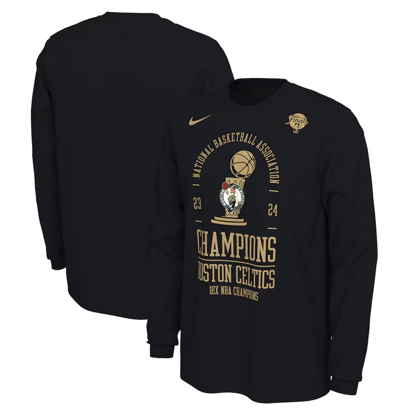 Men's Boston Celtics Black 18-Time Finals Champions Locker Room Long Sleeve T-Shirt